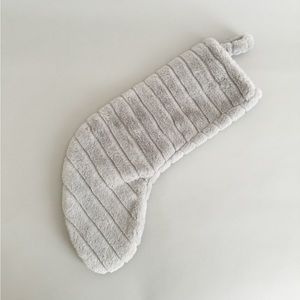 Target Wondershop Gray Fuzzy Christmas Stocking with Striped Seams